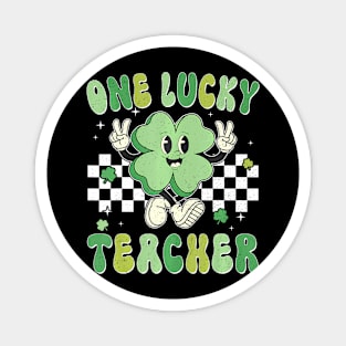 One  Teacher Smile  Retro Groovy St Patricks Day Magnet